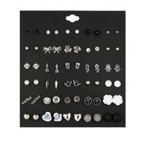 1 Set Lady Classic Style Heart Shape Flower Butterfly Inlay Alloy Artificial Gemstones Ear Studs sku image 13