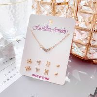 New Crystal Christmas Clavicle Chain Alloy Short Necklace Earring Set Wholesale sku image 2