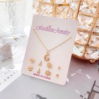 New Crystal Christmas Clavicle Chain Alloy Short Necklace Earring Set Wholesale sku image 10