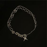 Double Layered Clavicle Chain White Opal Star Diamond Pendant Necklace sku image 1