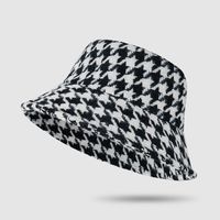 Houndstooth Fisherman Hat Female Autumn And Winter Korean Version Of The Wild Japanese Warm Pot Hat main image 4