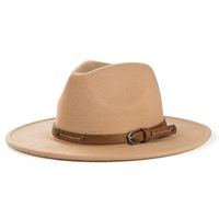 Retro Woolen Hats For Men And Women Monochrome Belt Metal Buckle Felt Hat Simple Big Brim Jazz Hat main image 3