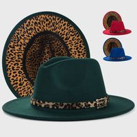 New Woolen Hats Leopard Print Leather Buckle Accessories Felt Jazz Hat main image 3