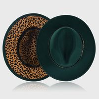 New Woolen Hats Leopard Print Leather Buckle Accessories Felt Jazz Hat main image 4