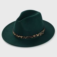New Woolen Hats Leopard Print Leather Buckle Accessories Felt Jazz Hat main image 1