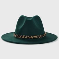 New Woolen Hats Leopard Print Leather Buckle Accessories Felt Jazz Hat main image 5
