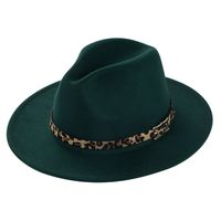 New Woolen Hats Leopard Print Leather Buckle Accessories Felt Jazz Hat main image 6
