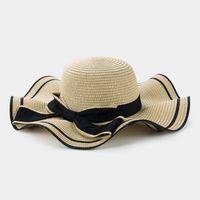 Big Wave-side Hat Ladies Bow Straw Hat Travel Beach Sunscreen Sun Hat main image 3