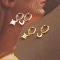 Cross-border Light Luxury Star And Moon Asymmetric Diamond Earrings Korean Temperament Niche Earrings main image 4