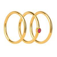 Cross-border New Gold Color Ancient Copper Ring Fashion Simple Three Sets Inlaid Zircon 18k Ring main image 3