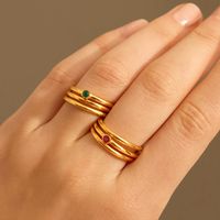 Cross-border New Gold Color Ancient Copper Ring Fashion Simple Three Sets Inlaid Zircon 18k Ring main image 5