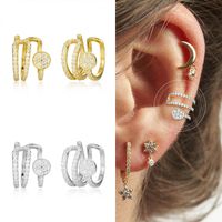 Cross-border Korean Single Copper Plated 18k Double Layer Irregular Ear Clip Diamond Without Pierced Earrings main image 5