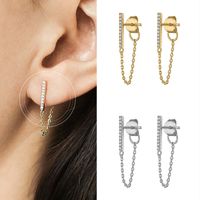 Diamond Tassel Earrings Fashion Chain Back Hanging Earrings main image 5