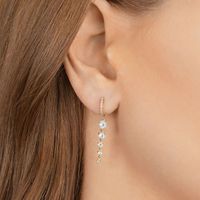 European And American Fashion Geometric Personality Earrings Simple Tassel Round White Zircon Earrings main image 3