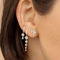 European And American Fashion Geometric Personality Earrings Simple Tassel Round White Zircon Earrings main image 4