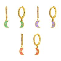 Cross-border European And American Diamond-studded Zircon Crescent Earrings Multicolor Oil Drop Moon Earrings main image 1