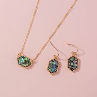 Personalized Fashion Wild Natural Color Abalone Shell Necklace Earrings Set main image 1