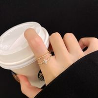Korean Simple Ring Personality Trend Double Ring Micro-inlaid Zircon Index Finger Ring main image 6