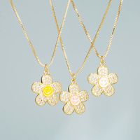 New Cute Smiling Face Flower Necklace Niche Design Temperament Wild Clavicle Chain main image 1