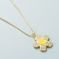 New Cute Smiling Face Flower Necklace Niche Design Temperament Wild Clavicle Chain main image 5