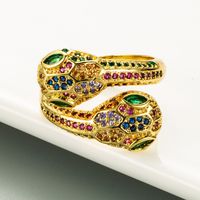 Cross-border European And American Fashion Trend Copper Micro-inlaid Color Zircon Ring Adjustable Opening main image 4