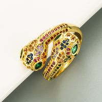 Cross-border European And American Fashion Trend Copper Micro-inlaid Color Zircon Ring Adjustable Opening main image 5