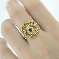 European And American Fashion Devil's Eye Copper Plated Real Gold Micro Inlaid Zircon Hollow Ring main image 1