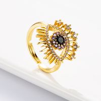 European And American Fashion Devil's Eye Copper Plated Real Gold Micro Inlaid Zircon Hollow Ring main image 4