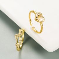 European And American Fashion Trend Simple Geometric Love Lightning Copper Micro-inlaid Zircon Ring main image 1