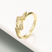 European And American Fashion Trend Simple Geometric Love Lightning Copper Micro-inlaid Zircon Ring main image 5