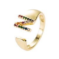 European And American Ring 26 English Letter Copper Gold-plated Inlaid Zircon Ring Opening Adjustable main image 3