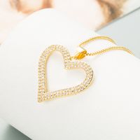 Kreative Herzförmige Anhänger Halskette Weiblich Messing 18k Vergoldet Mit Zirkonia In Schlüsselbeinkette main image 3