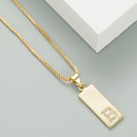 Style Punk Plaqué Cuivre Zircon 26 Alphabet Anglais Pendentif Carré Collier En Gros main image 4