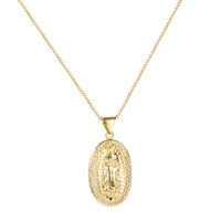 Retro Virgin Mary Portrait Pendant Necklace Copper Inlaid Pickaxe Stone Gold-plated Clavicle Chain main image 6