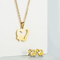 Creative Geometric Shape Love Necklace Earrings Two-piece Set Titanium Steel Jewelry main image 1