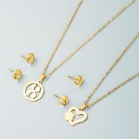 Creative Geometric Shape Love Necklace Earrings Two-piece Set Titanium Steel Jewelry main image 3