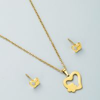 Creative Geometric Shape Love Necklace Earrings Two-piece Set Titanium Steel Jewelry main image 5