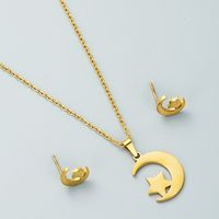 Star Moon Butterfly Pendant Necklace Earrings Set Clavicle Chain Earrings main image 5