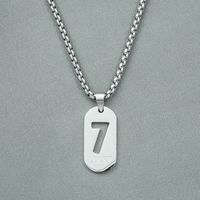 Lucky Number 7 Personality Hip Hop Square Pendant Titanium Steel Necklace main image 2