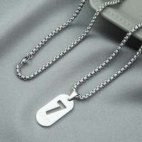 Lucky Number 7 Personality Hip Hop Square Pendant Titanium Steel Necklace main image 4