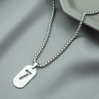 Lucky Number 7 Personality Hip Hop Square Pendant Titanium Steel Necklace main image 5