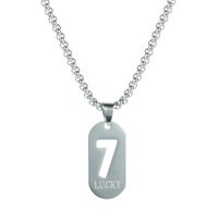 Lucky Number 7 Personality Hip Hop Square Pendant Titanium Steel Necklace main image 6