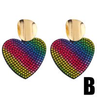 Color Rhinestone Exaggerated Geometric Love Round Earrings main image 4