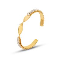 Fashion Gold Plated 18k Bracelet Zircon Inlaid Opening Adjustable Titanium Steel Hand Jewelry main image 3