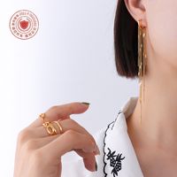 Korean Style Tassel Earrings Titanium Steel Plated 18k Real Gold Ear Jewelry main image 1