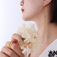 Korean Style Tassel Earrings Titanium Steel Plated 18k Real Gold Ear Jewelry main image 4