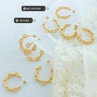Interlocking C-shaped Earrings Titanium Steel Plated 18k Real Gold Earrings main image 5