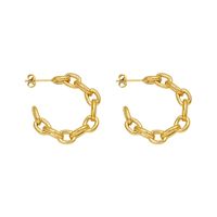 Interlocking C-shaped Earrings Titanium Steel Plated 18k Real Gold Earrings main image 3