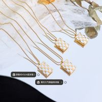 Simple Trend Checkerboard Necklace Handmade Titanium Steel Jewelry main image 6