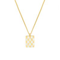 Simple Trend Checkerboard Necklace Handmade Titanium Steel Jewelry main image 3